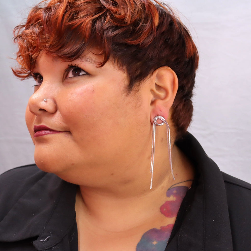 Titanium Tassel Knot Earrings