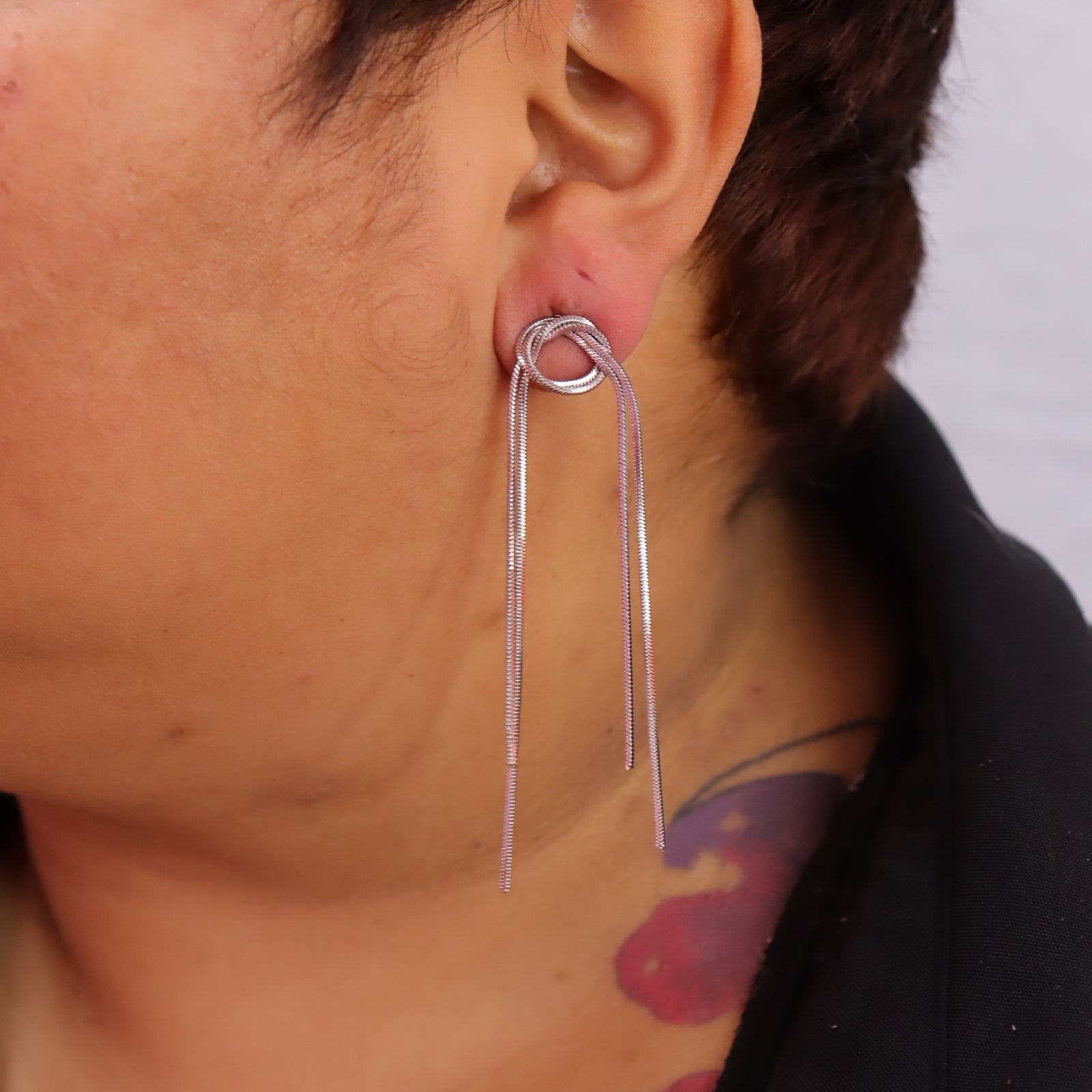 Titanium Tassel Knot Earrings