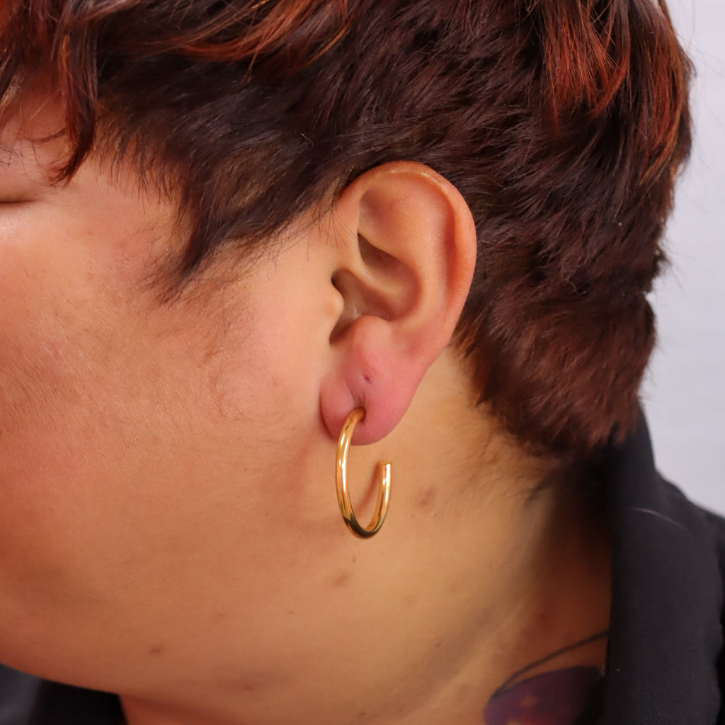 Titanium Golden Slim Hoop Earrings