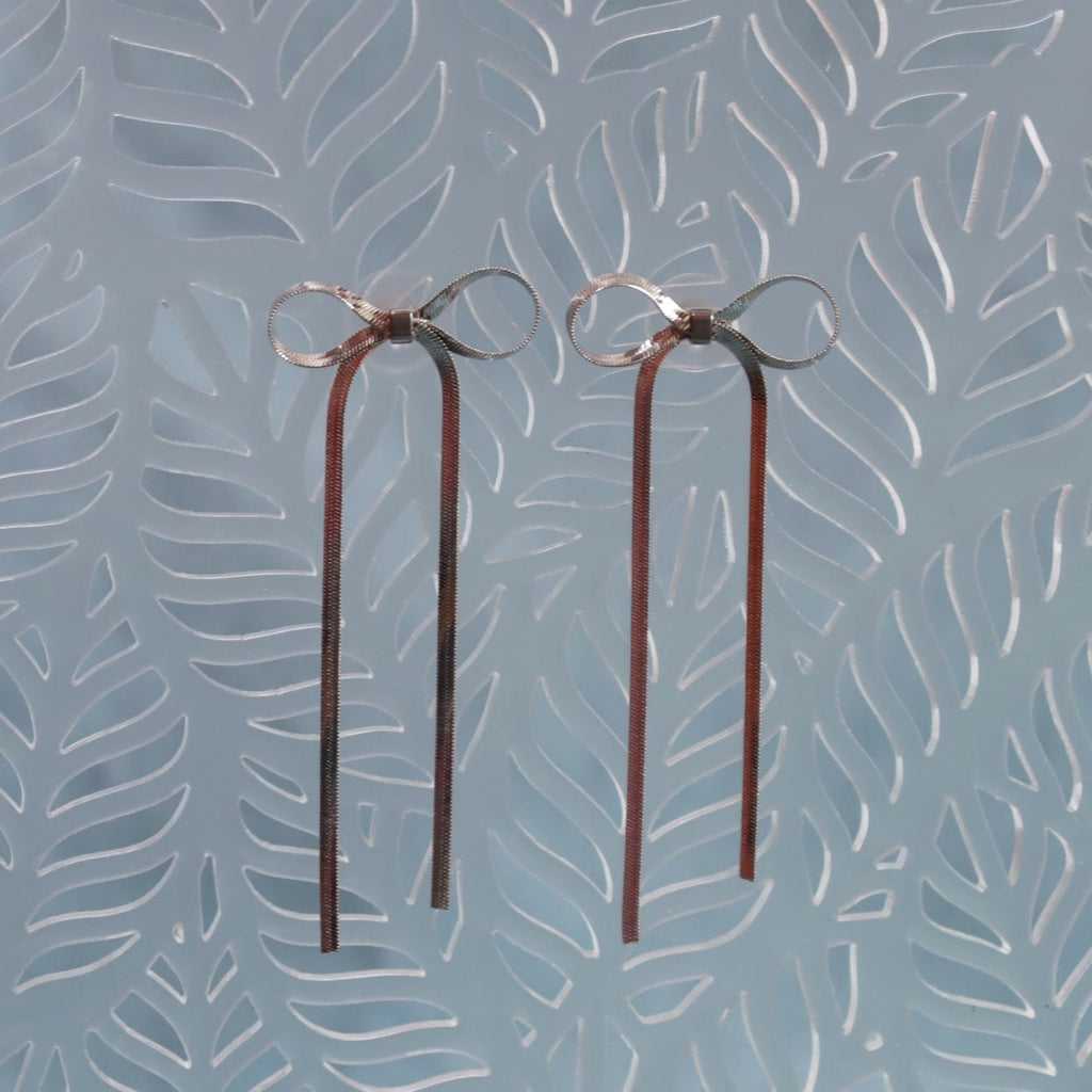 Titanium Tassel Ribbon Earrings
