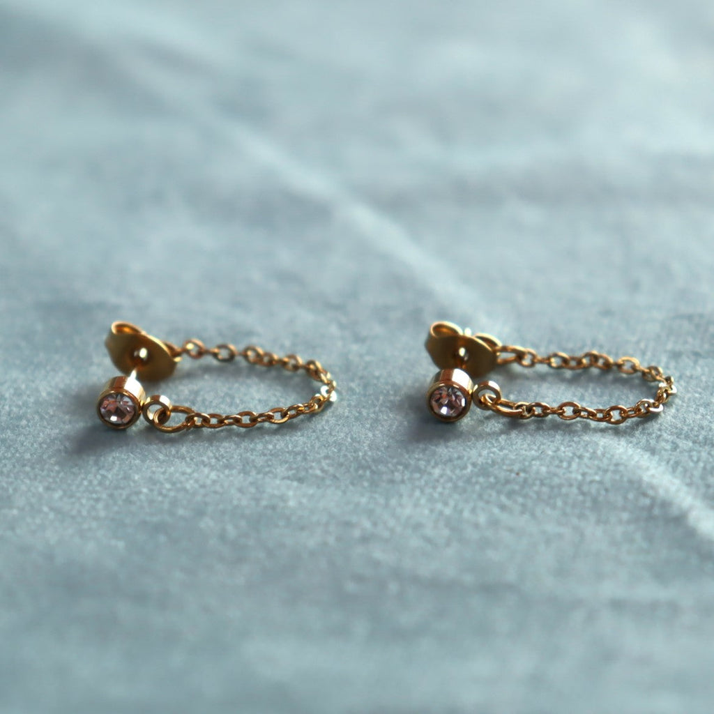 Titanium Looping Gem Stud Earrings
