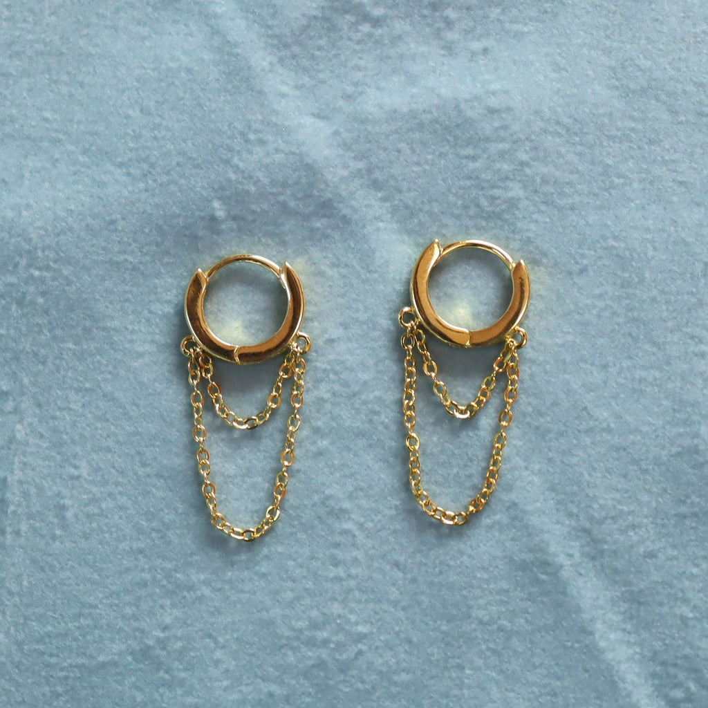 Titanium Double Chain Hoop Earrings