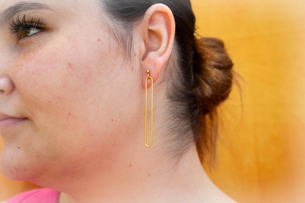 Simple Oval Titanium Earrings