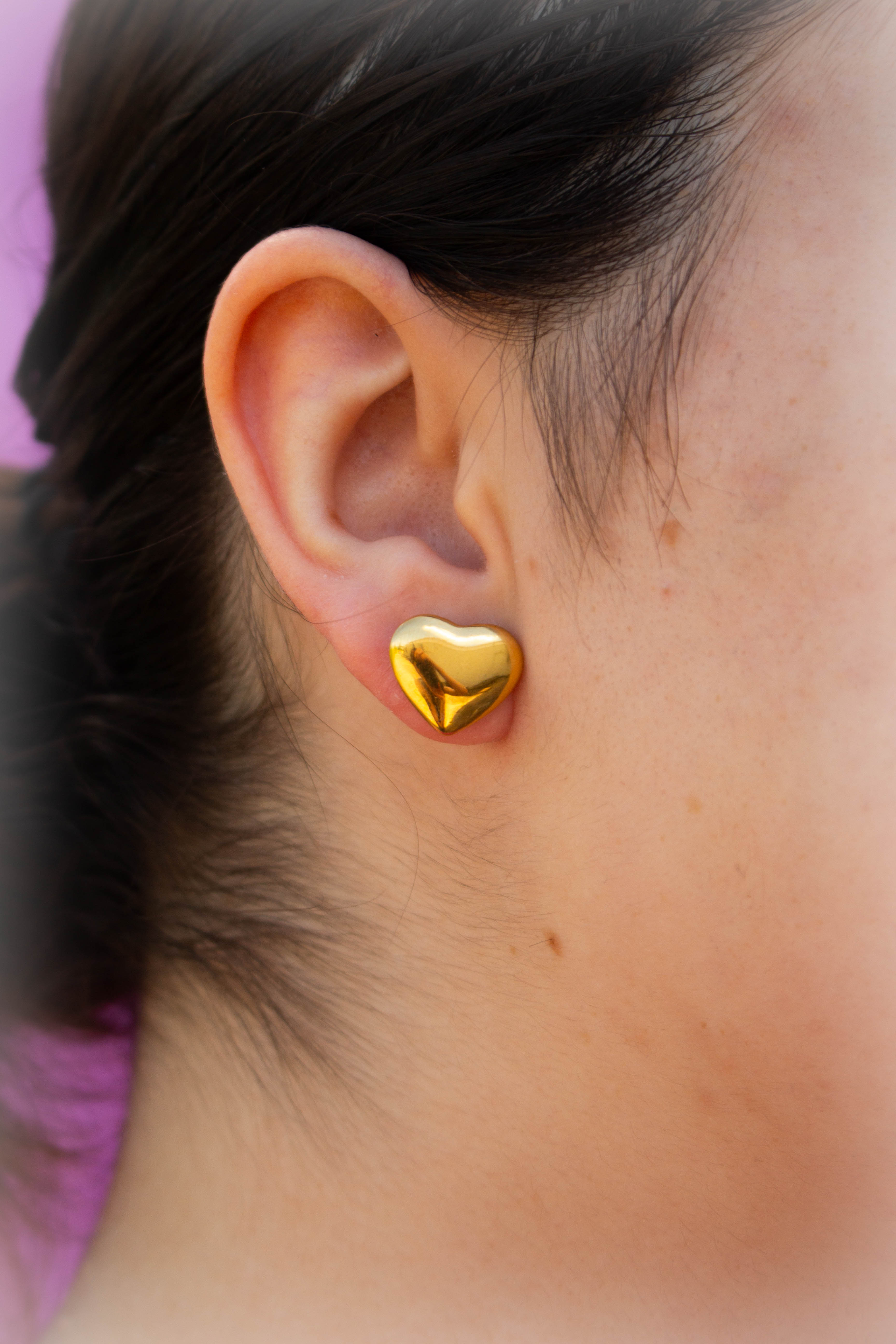 Large Puff Heart Stud
