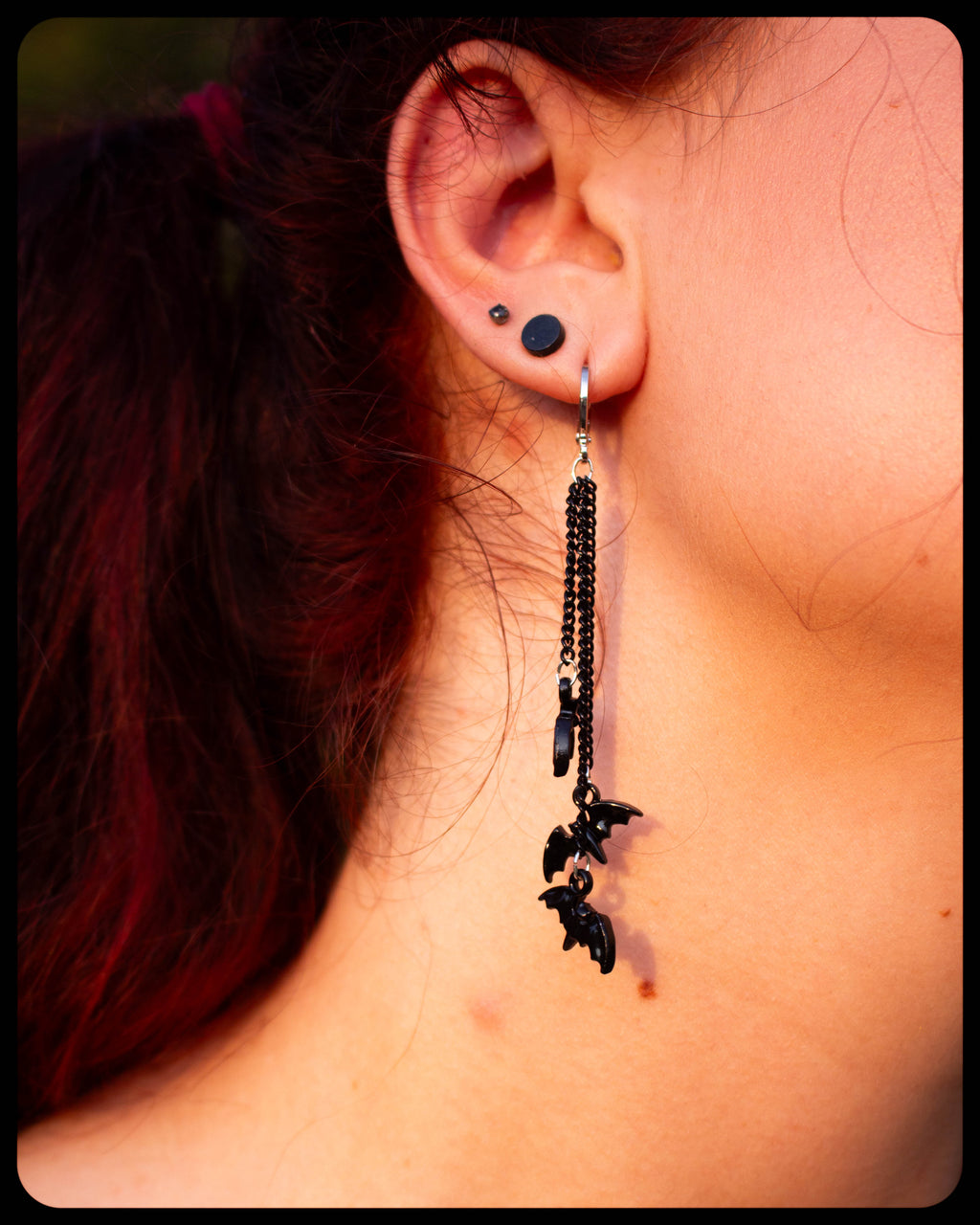 Dangling Bat Chains Earrings