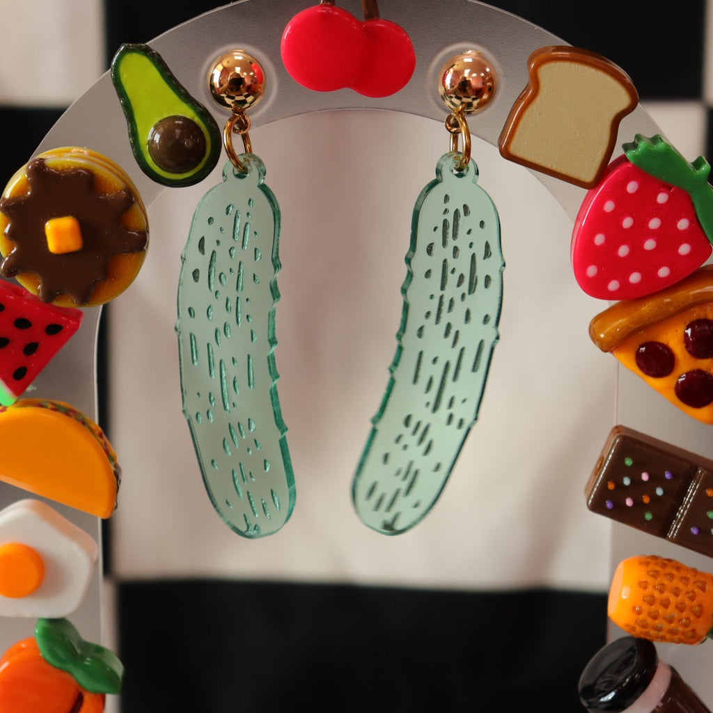 Painted Pickle Earrings