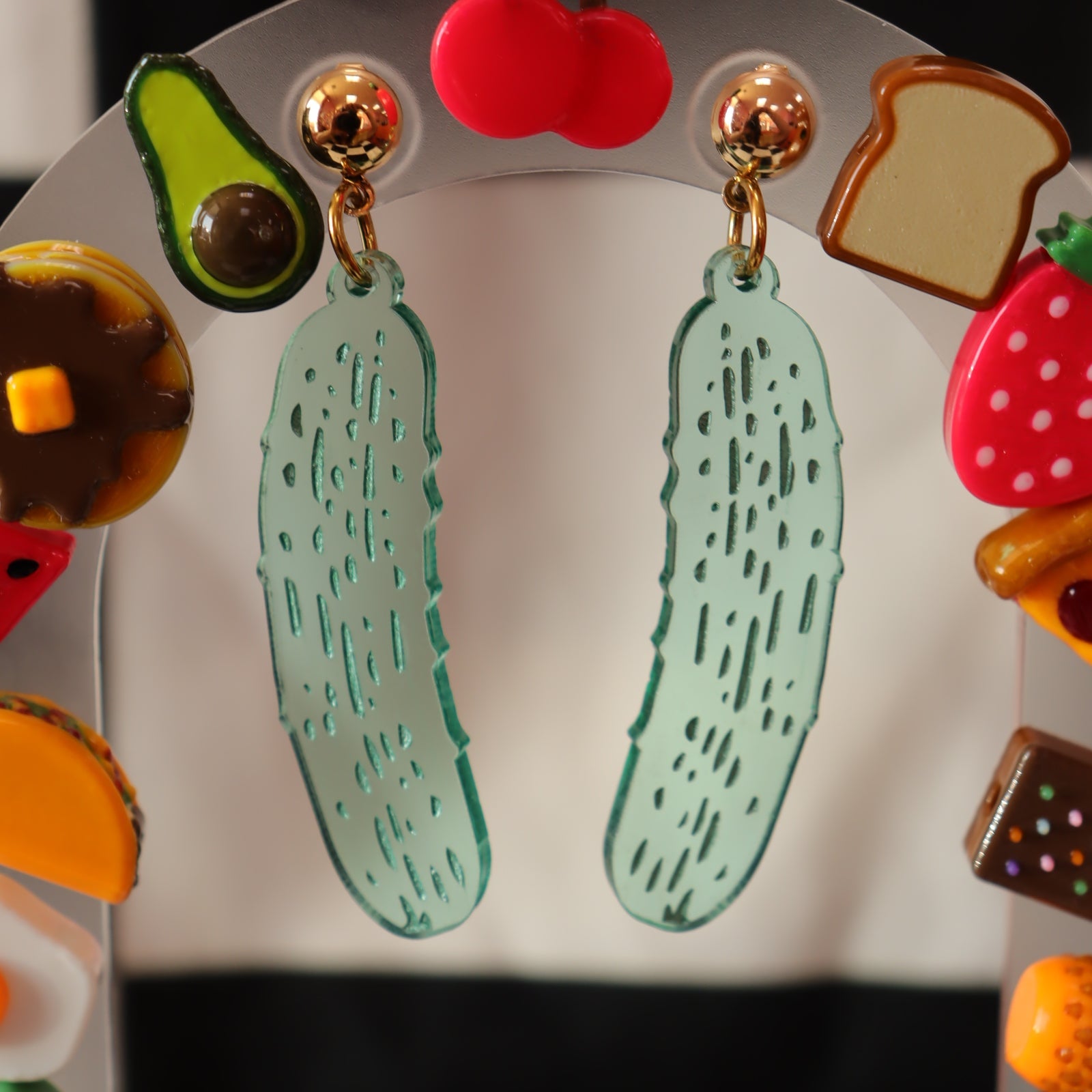 Painted Pickle Earrings