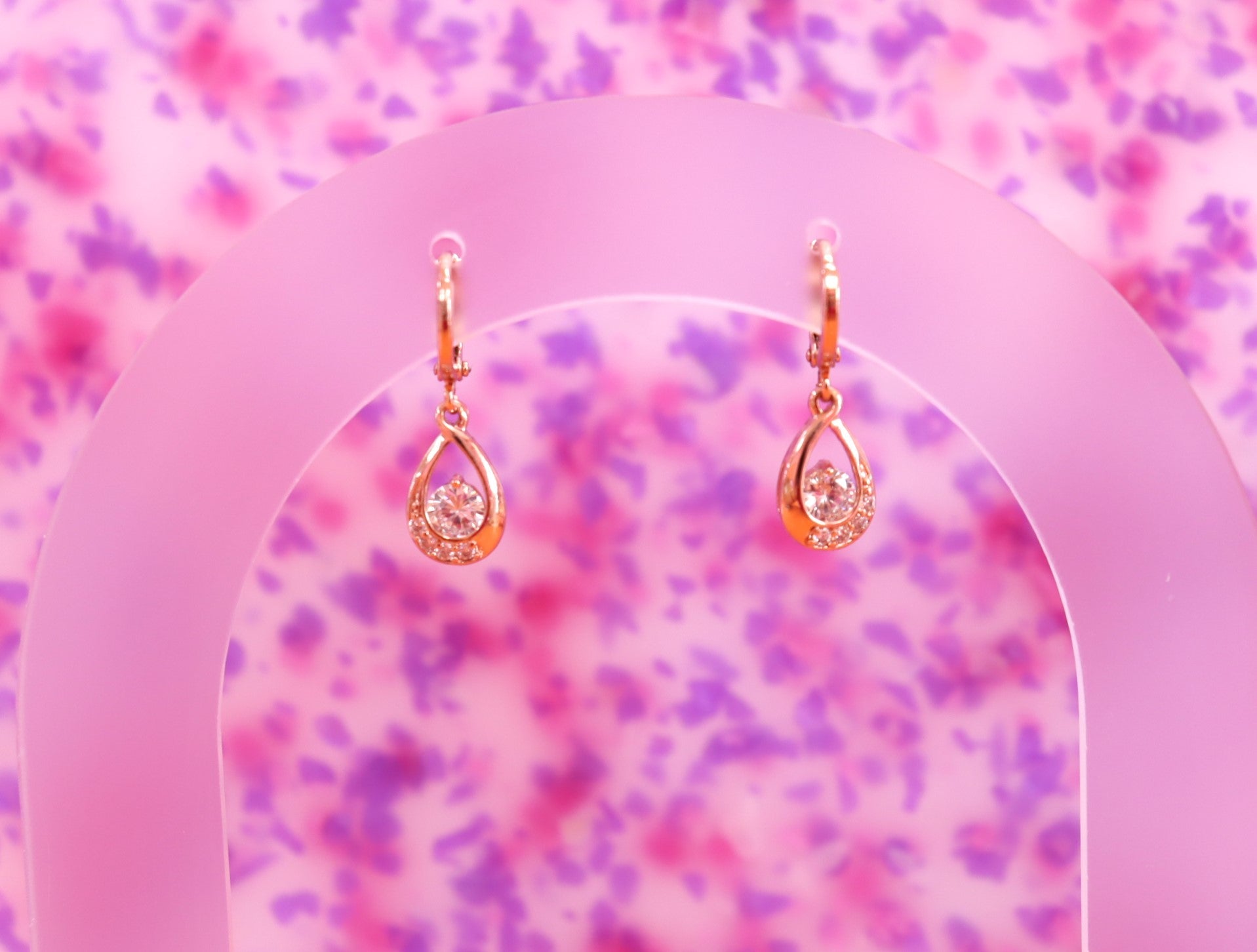 Rose Water Elegance - Gem Hoop Earrings