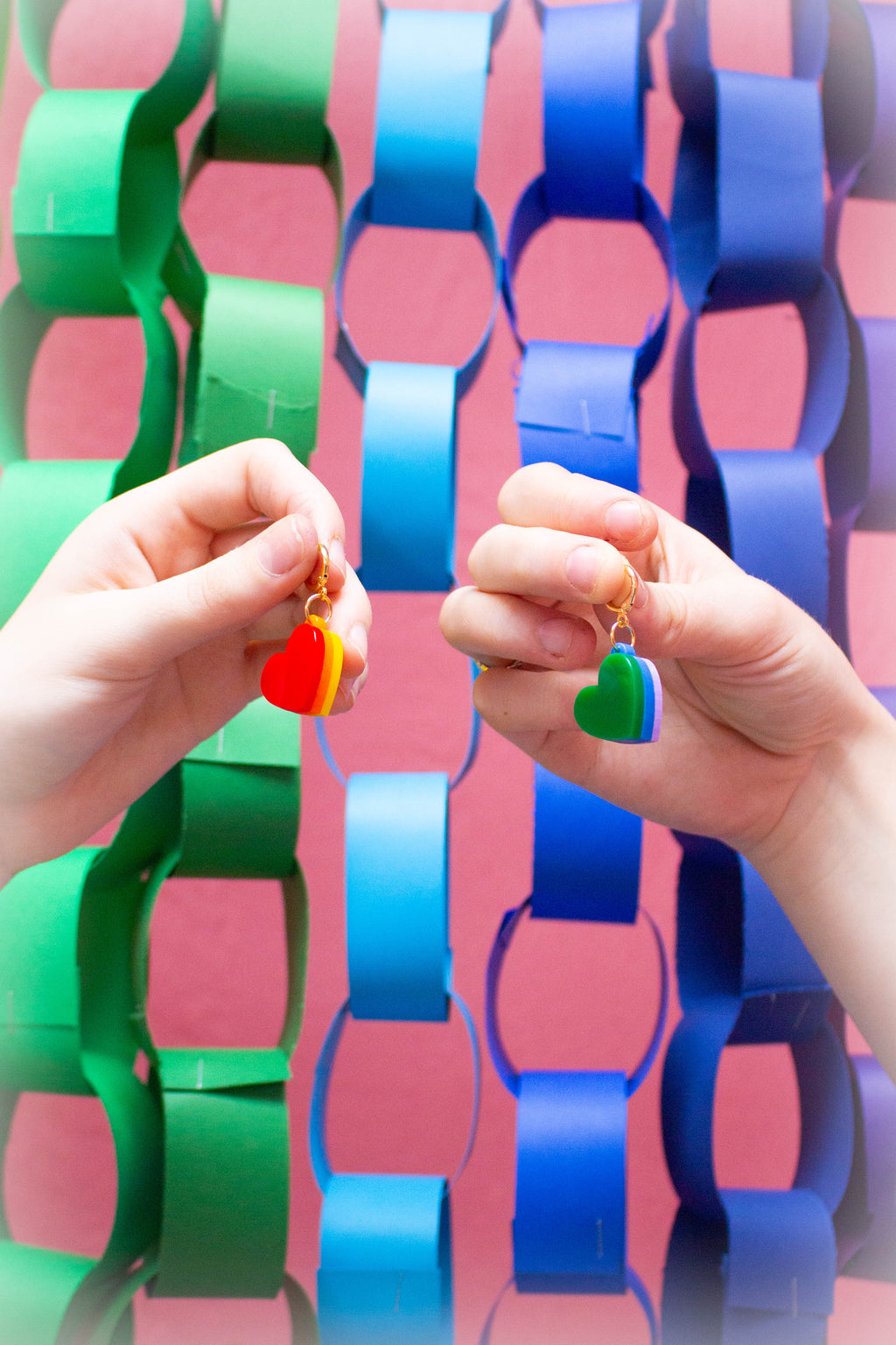 Rainbow Stacked Heart Huggies
