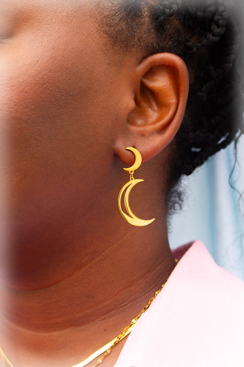 Over The Moon For You-Titanium Earrings