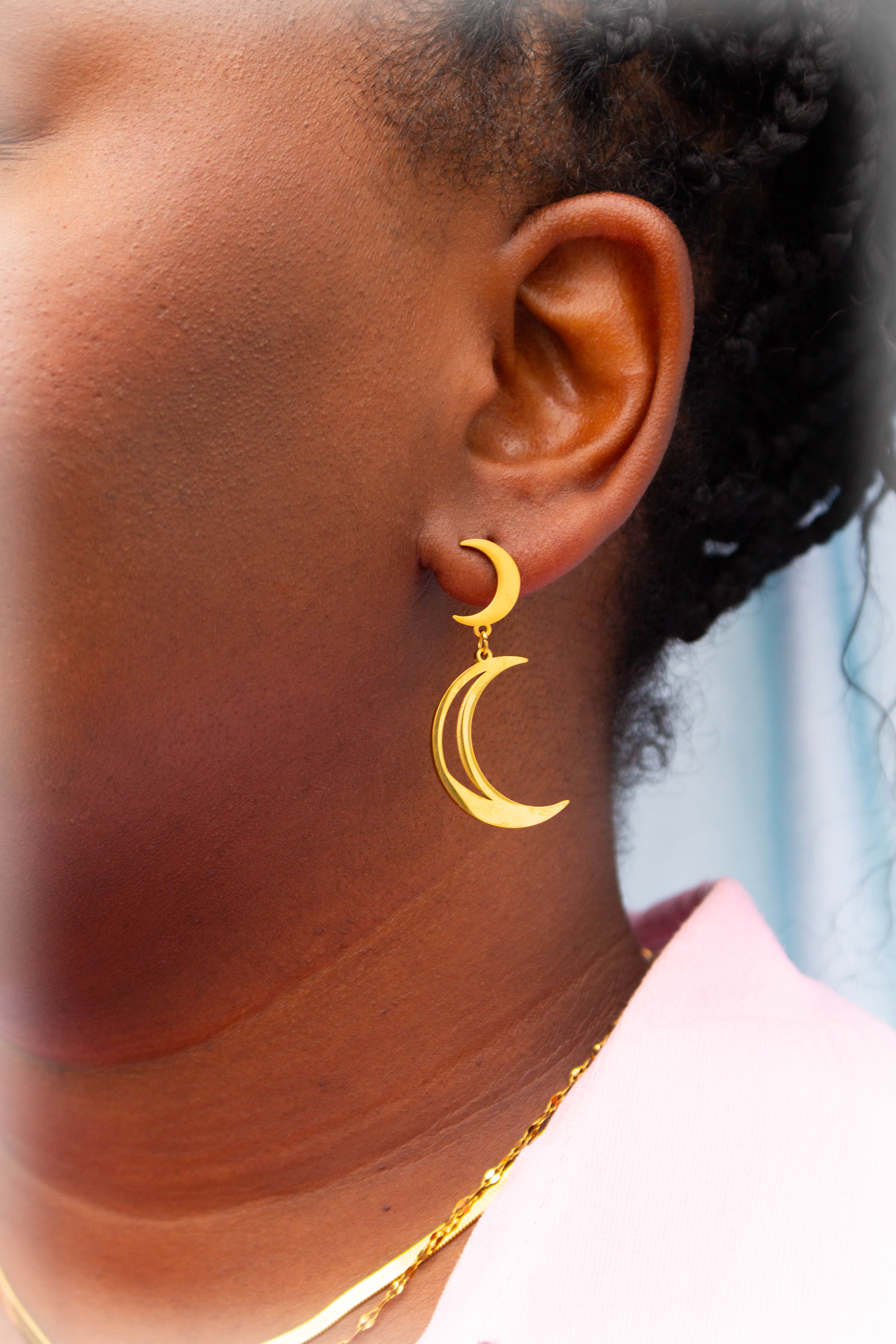 Over The Moon For You-Titanium Earrings