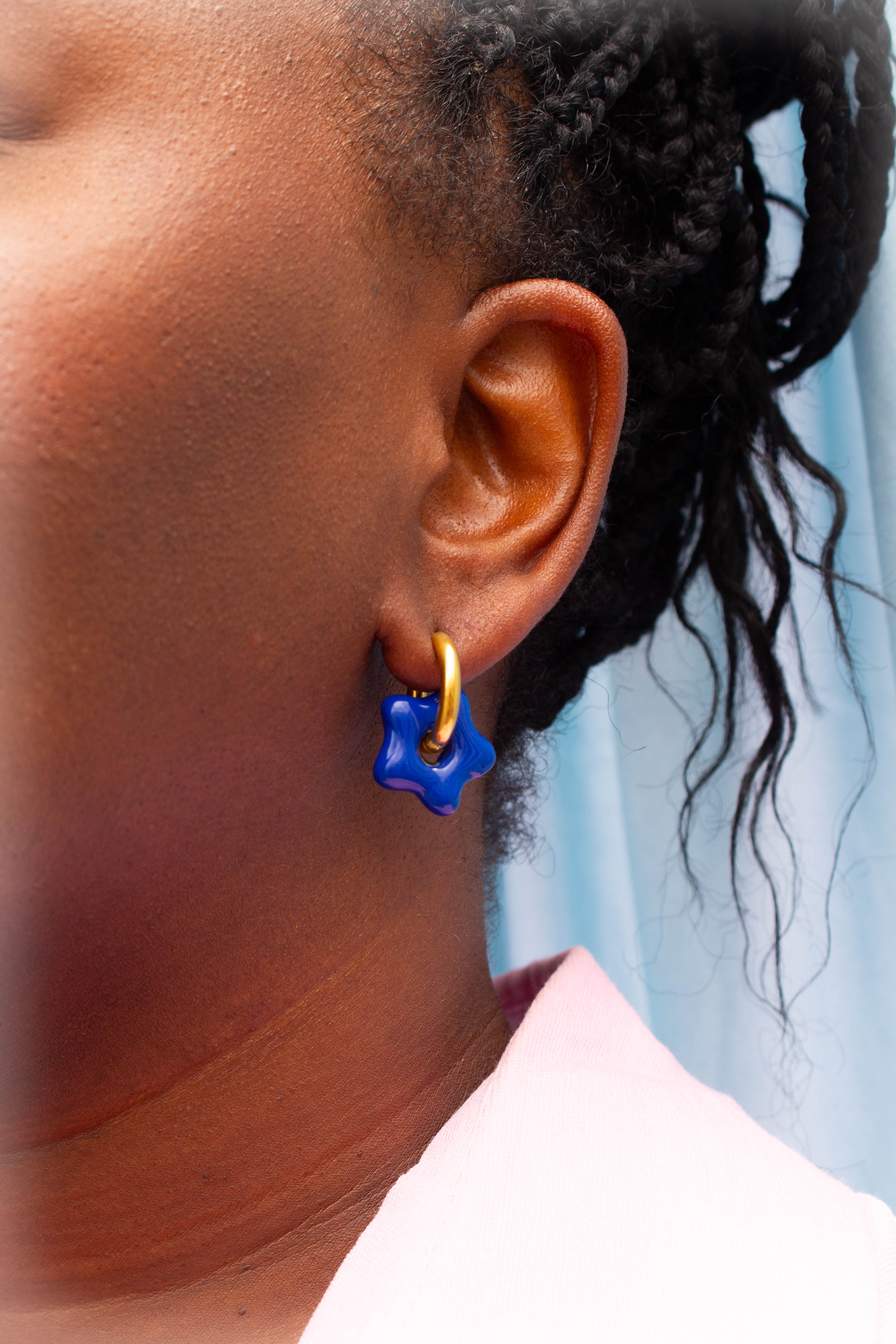 Titanium Puffy Star Earrings