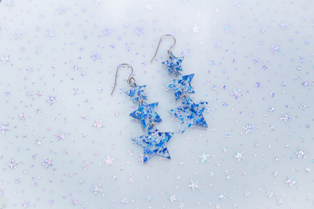 Midnight Blue Confetti Stars Taylor Swift Earrings
