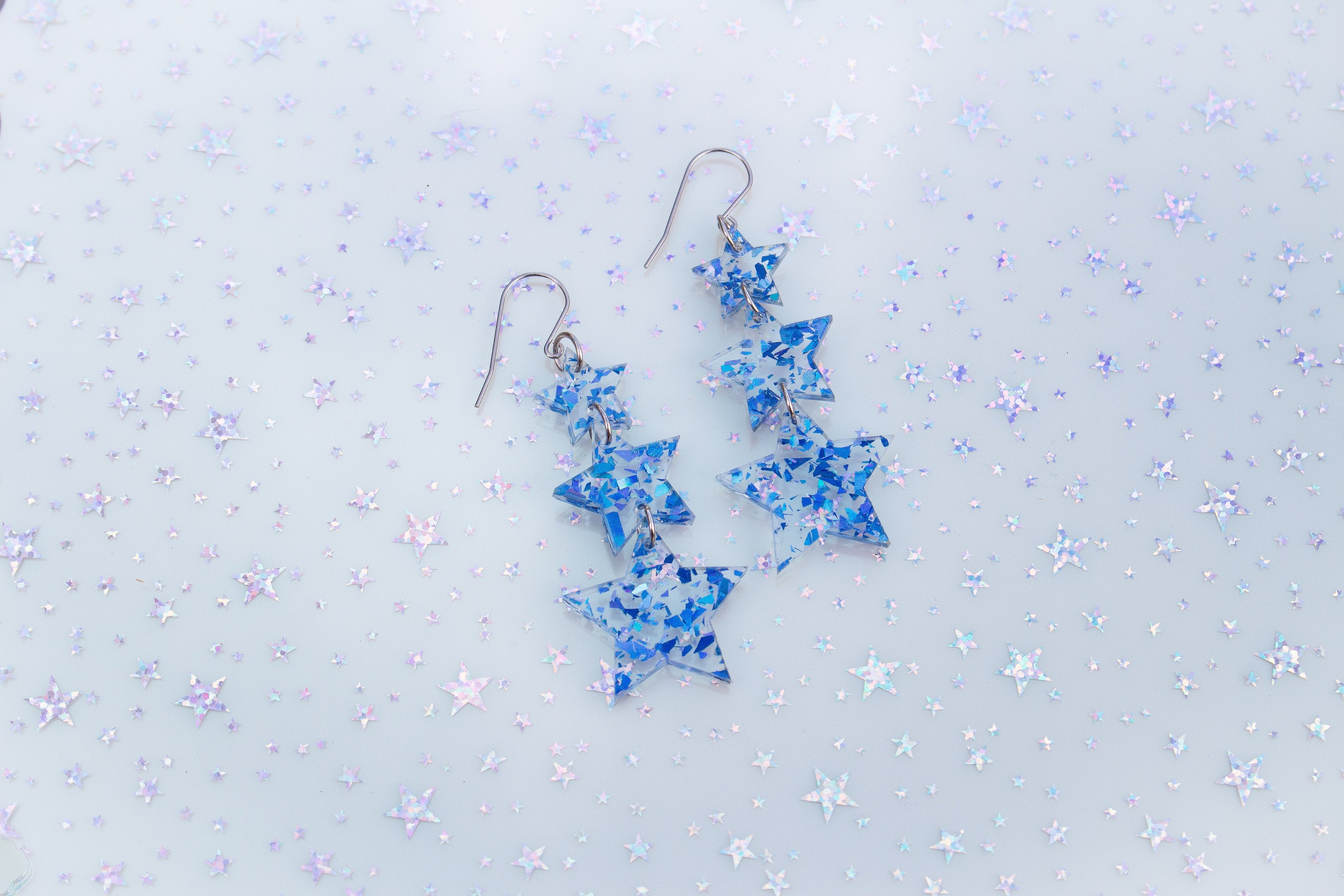 Midnight Blue Confetti Stars Taylor Swift Earrings
