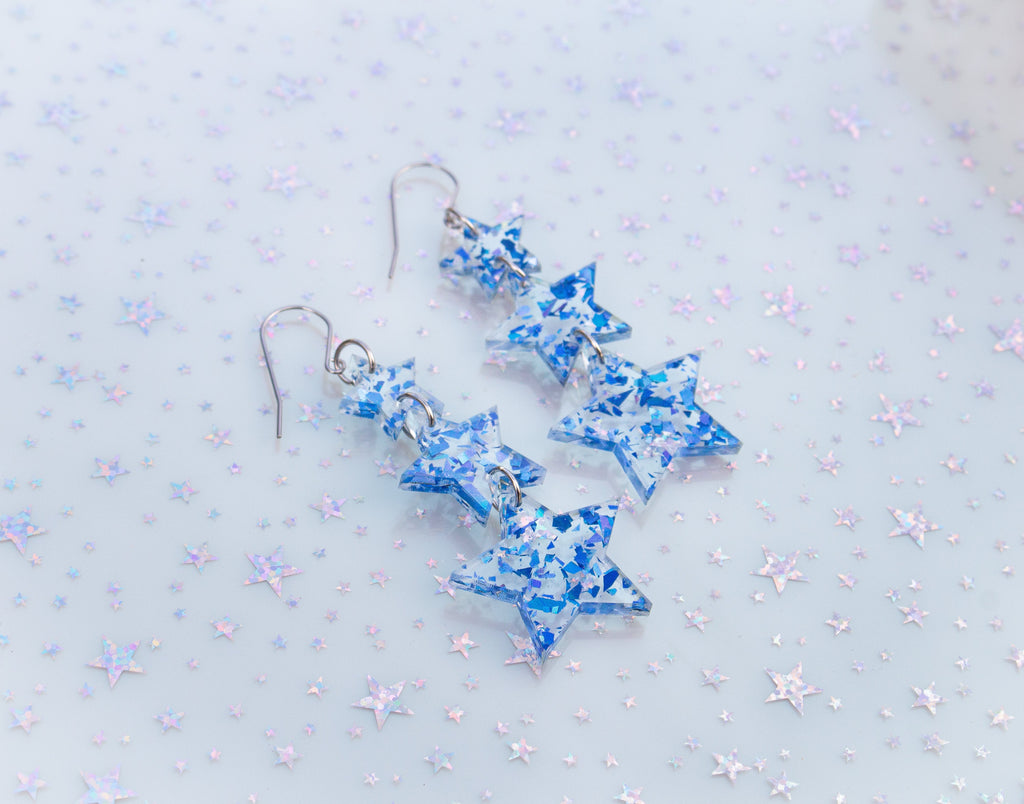Midnight Blue Confetti Stars Taylor Swift Earrings