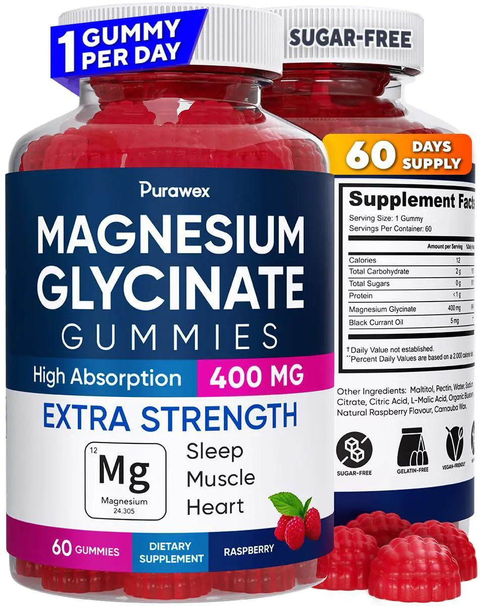 Magnesium Glycinate Gummies 400mg High Absorption Magnesium Supplement for