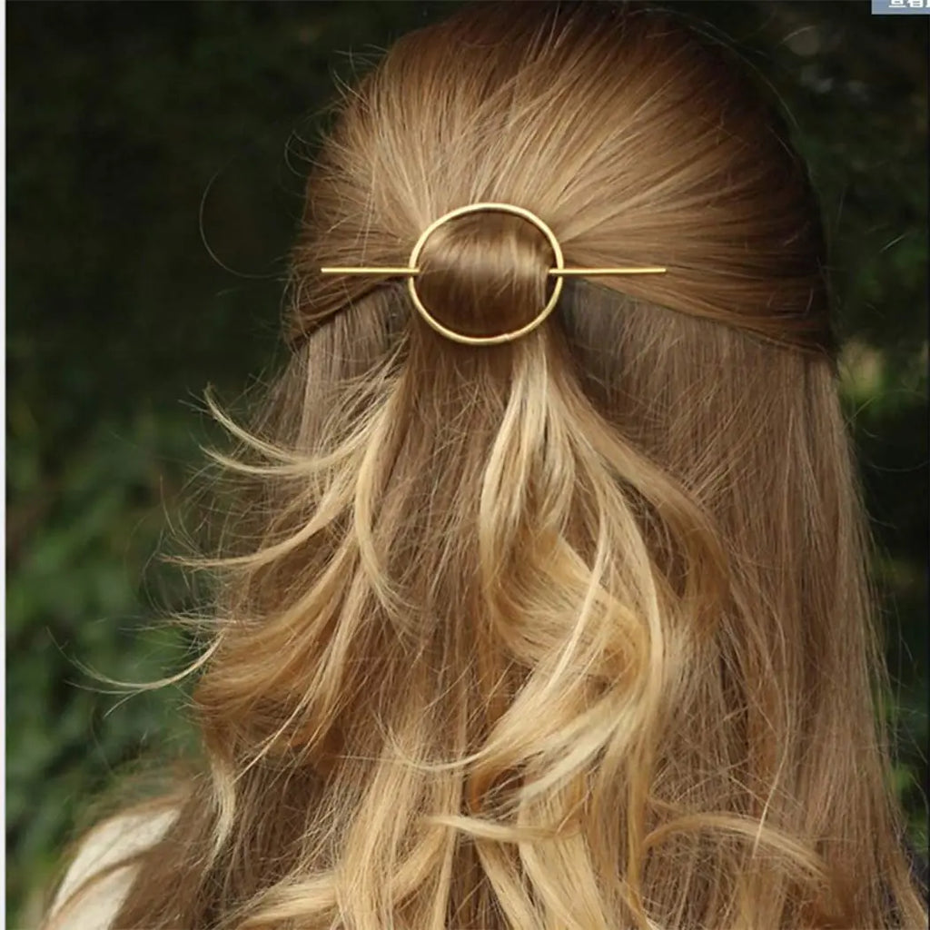 Dreamyn Round Hair Clips Hollow Circle Hair Barrettes Fashion Geometric Hairpins Minimalist Hair Accessories Hair Jewelry for Women (Gold)