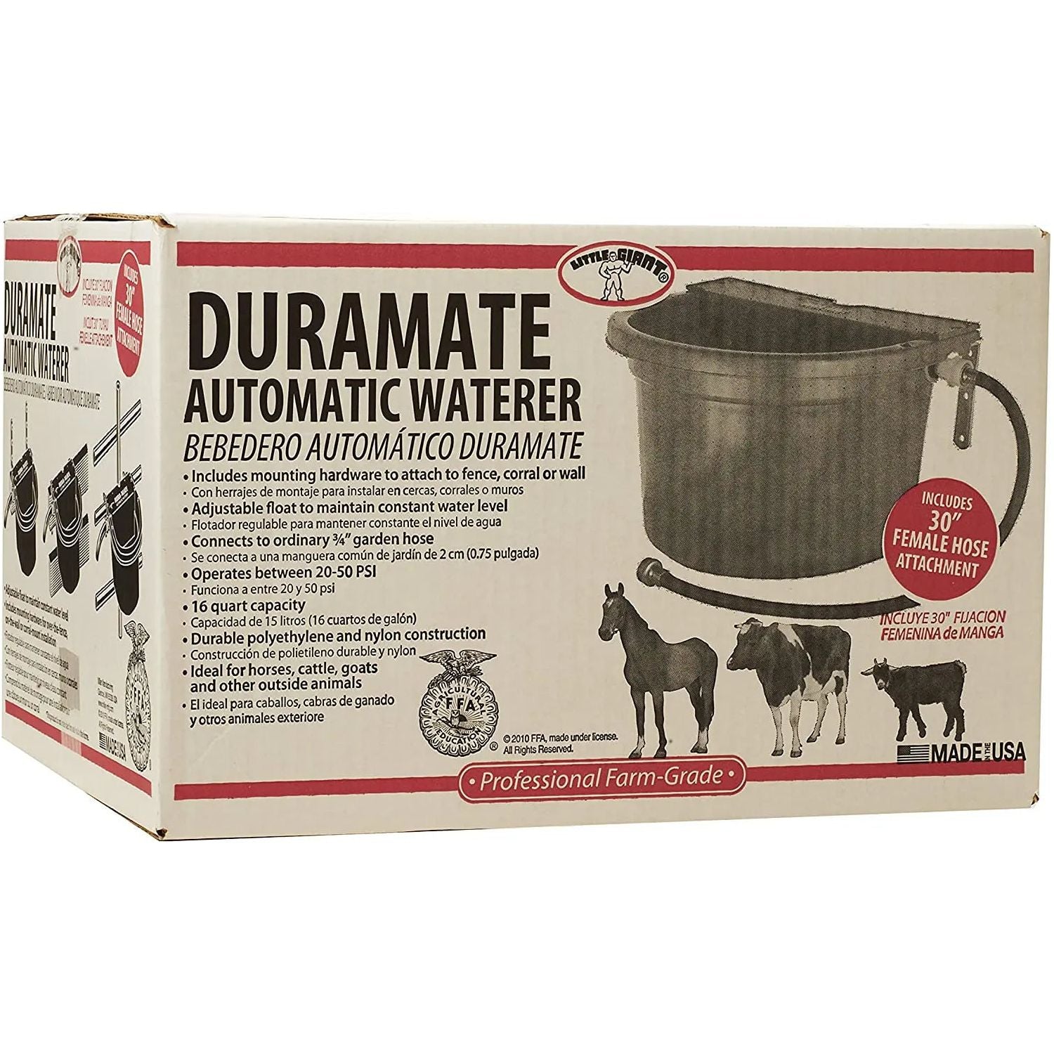 Little Giant Automatic Animal Waterer Blue 4 Gallon Float Controlled Livestock