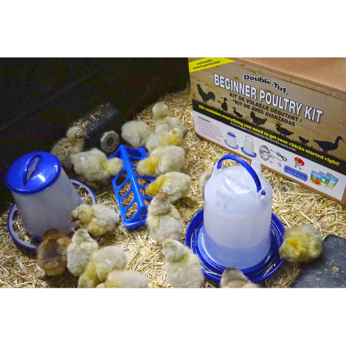 Double-Tuf Beginner Poultry Starter Kit with Heat Lamp Feeder & Waterer