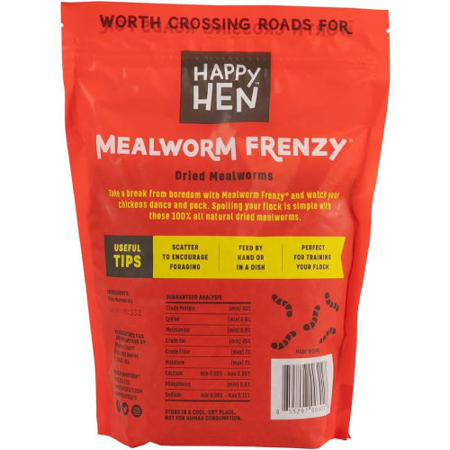 Happy Hen Mealworm Frenzy Poultry Treat Dried Mealworms 10 oz.
