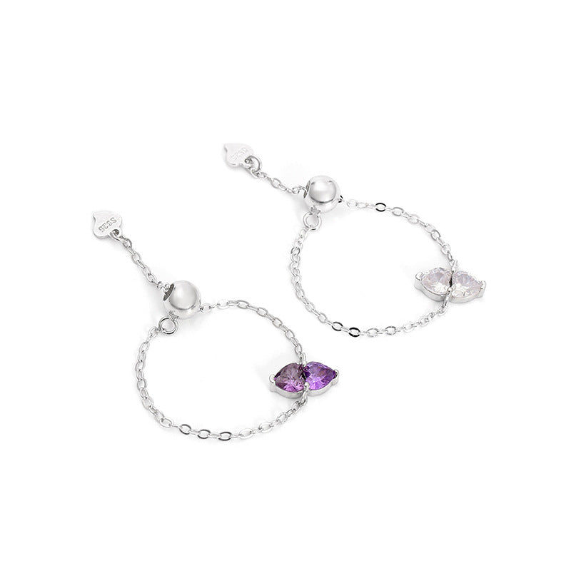 925 Sterling Silver Color December Birthday Stretch Chain Ring