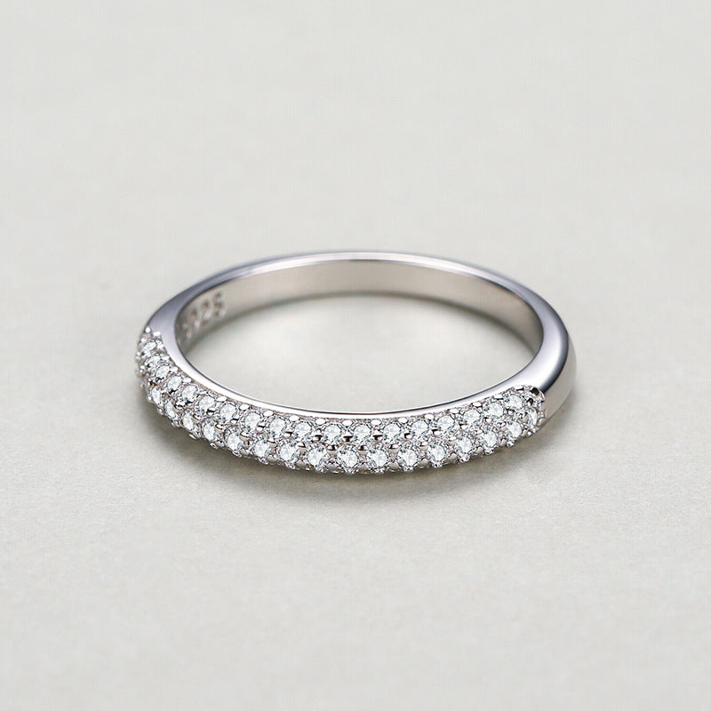 S925 Sterling Silver Diamond-encrusted Stackable Ring