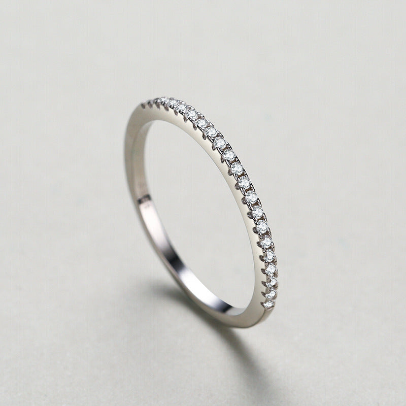 S925 Sterling Silver Light Luxury Row Diamond Ring