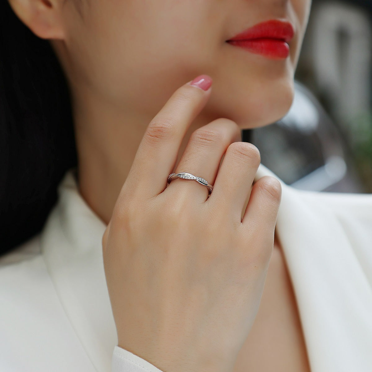 S925 Silver Moissanite Closed Ring