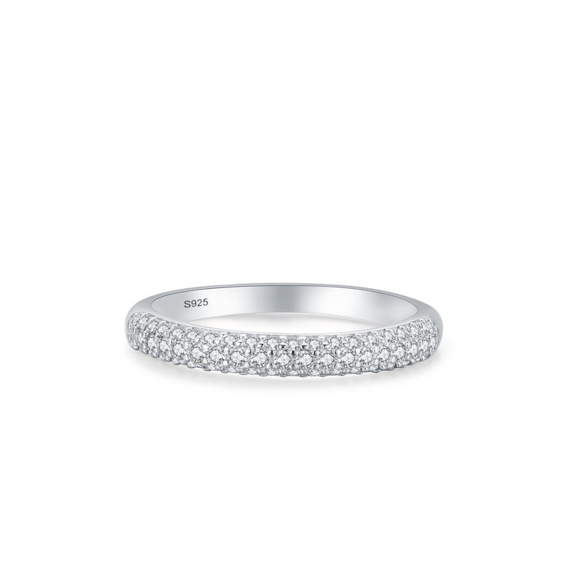 S925 Sterling Silver Diamond-encrusted Stackable Ring
