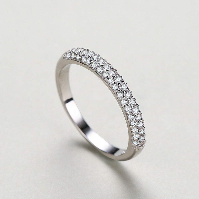 S925 Sterling Silver Diamond-encrusted Stackable Ring