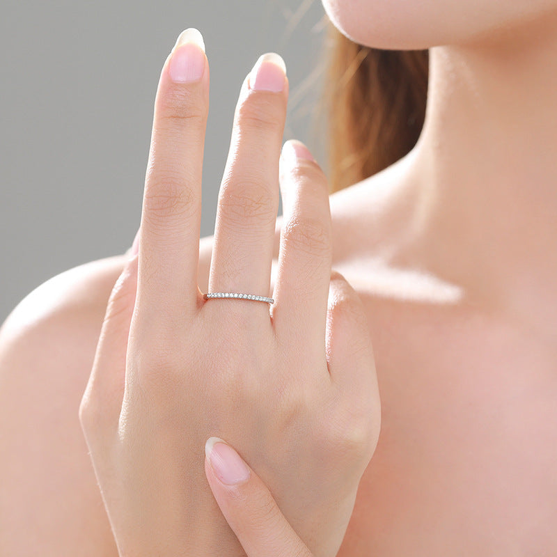 S925 Sterling Silver Light Luxury Row Diamond Ring