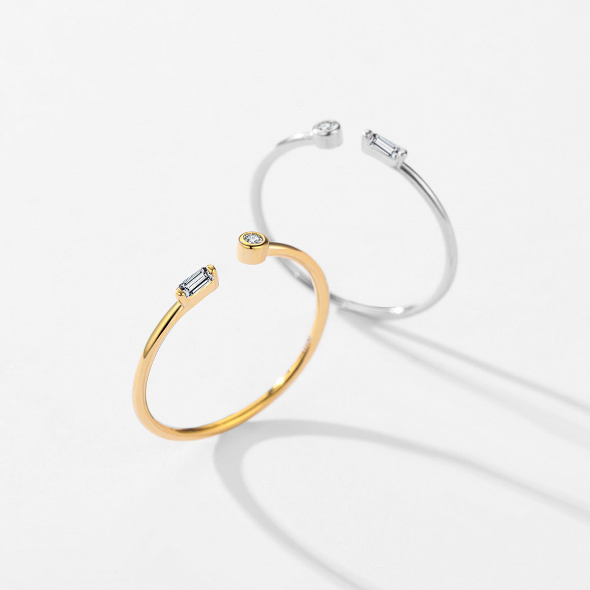 Sterling Silver Micro Inlaid Zircon Adjustable Open Ring