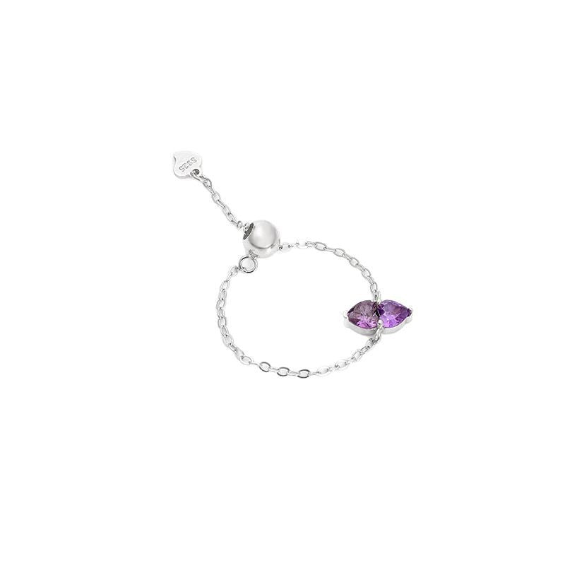 925 Sterling Silver Color December Birthday Stretch Chain Ring
