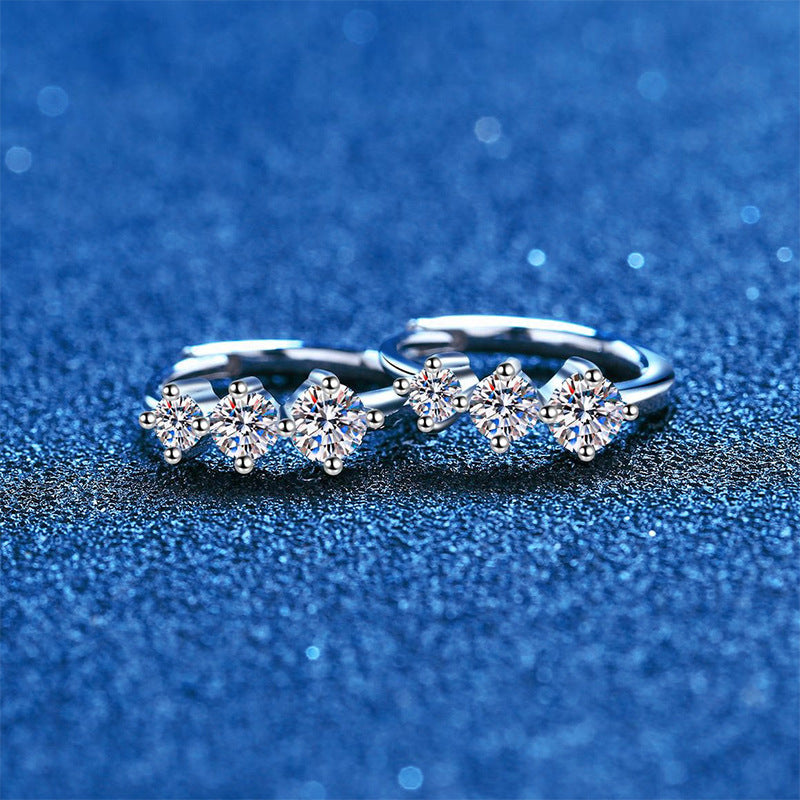 S925 Sterling Silver Plated Pt950 High-grade Ear Ring Moissanite Ear Studs