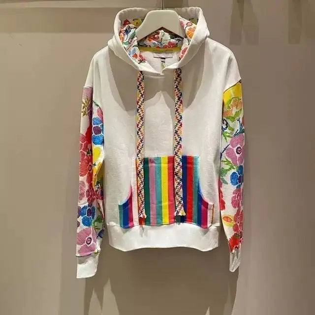 Fashionable Women's Printed Waffle Sweatshirt