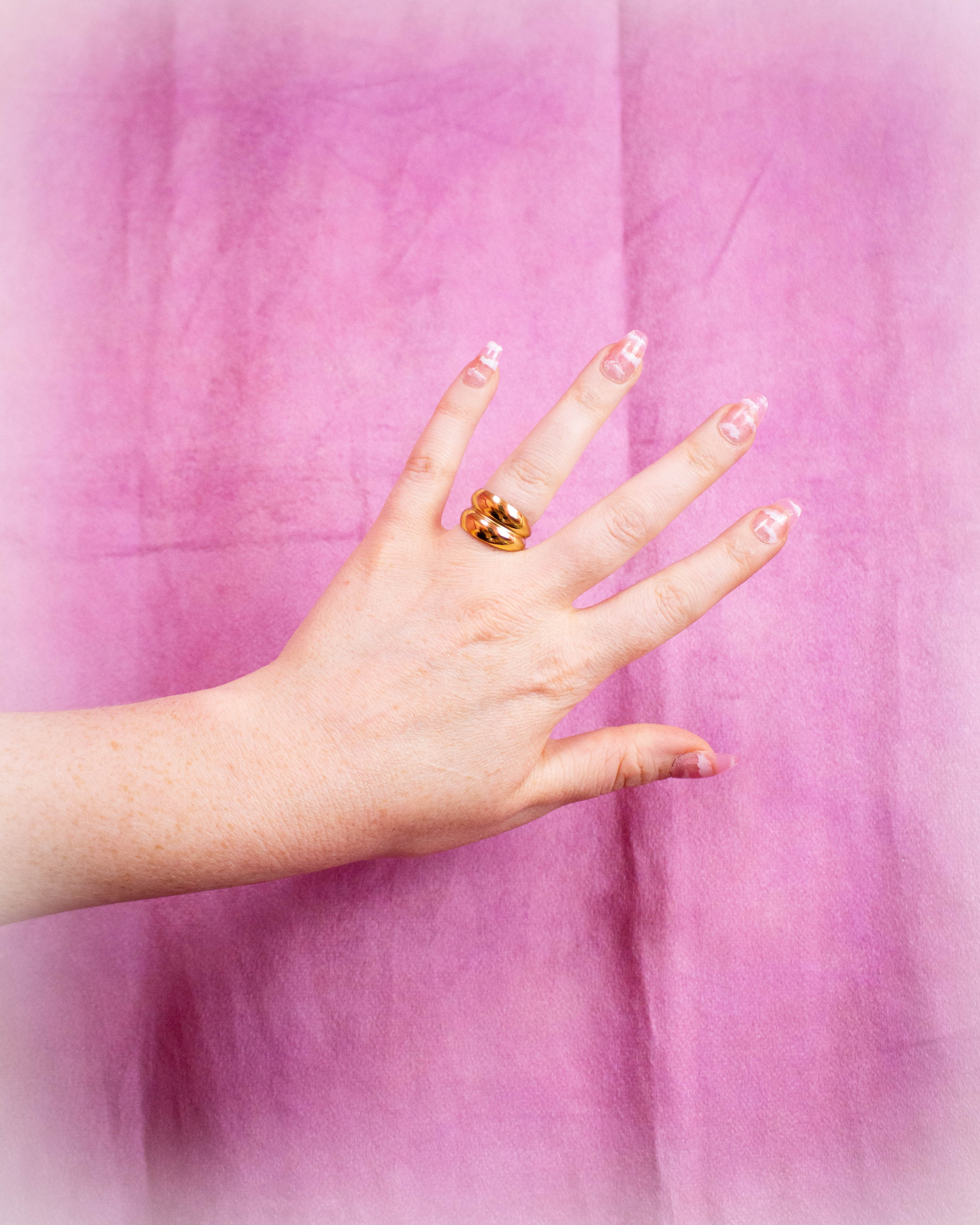 Open Double Stacked Puffy Titanium Ring