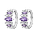 PANPOKI S925 Sterling Silver Purple Zircon Series Earrings Hoop Earrings For Women Jewelry Original Party Trendy Gifts