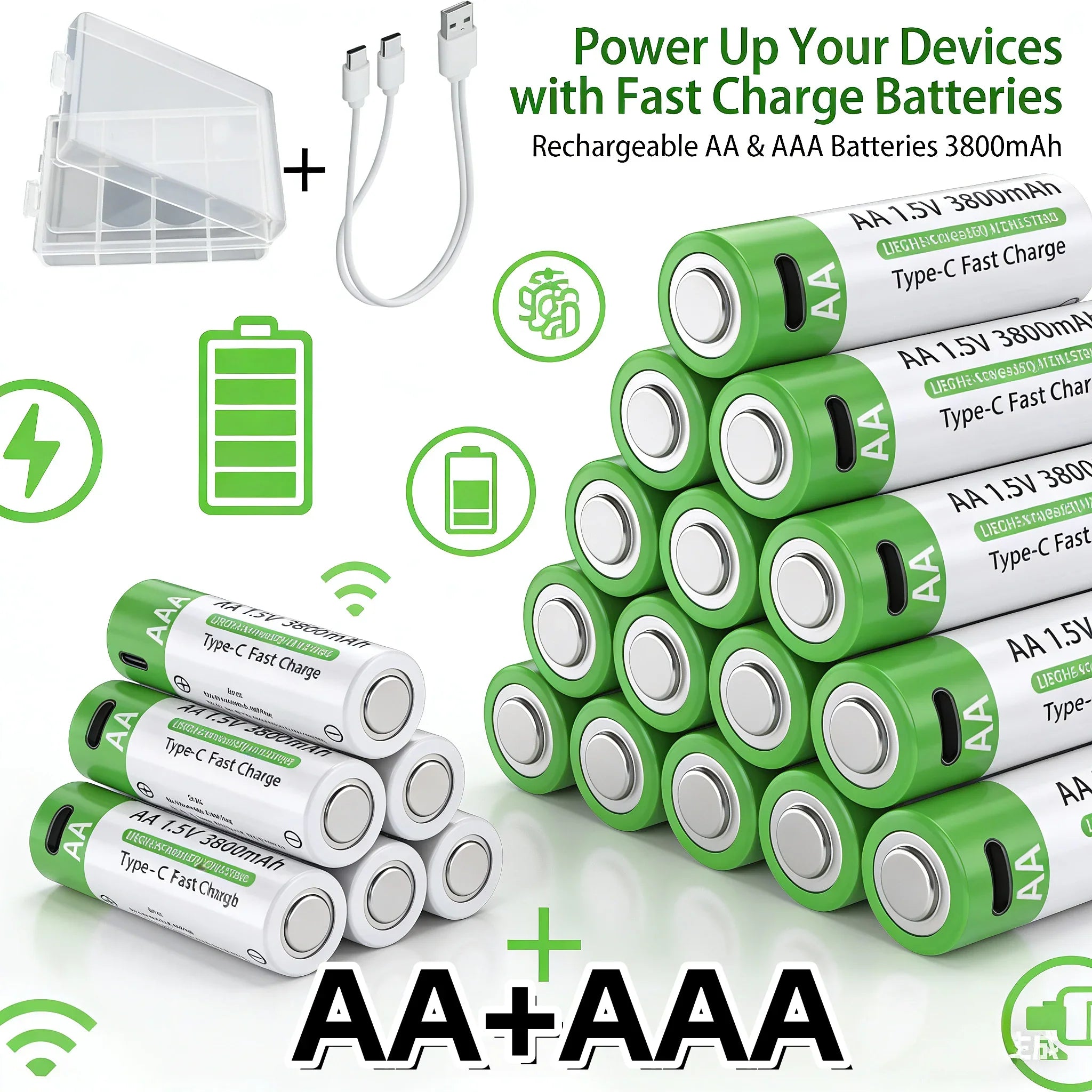 2025NEW Lithium-Ion Battery Type-C Rechargeable High-Capacity Battery AA&AAA Battery For remote control, mouse, electric toys