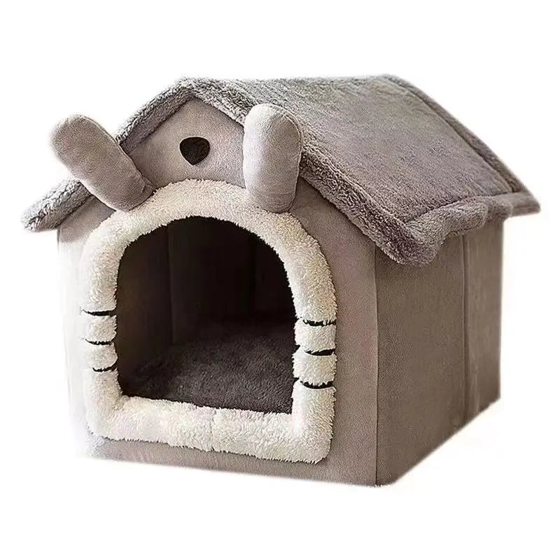 House Style Pet Bed for Small Dogs & Cats - All Season Removable Washable Dog House Winter Warm Teddy Bed Pet Supplies