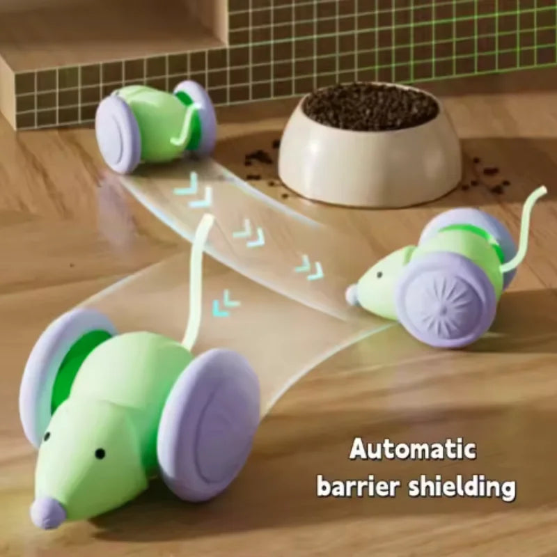 Interactive Cat Toy Electric Mouse Car Automatic Teaser Kitten Pet Toys Rechargeable Intelligent Obstacle Avoidance Cat Car Toy
