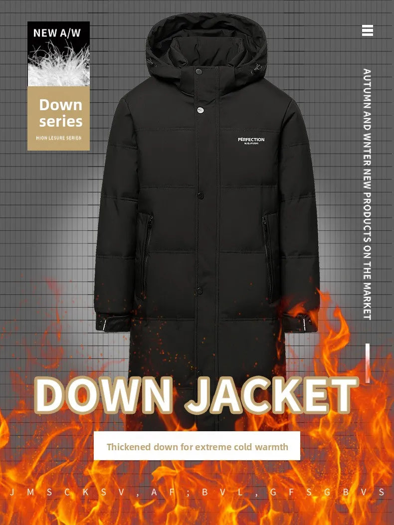 Winter Luxury Brand Men's Down Jacket Coat Parkas Padding Warm Puffer Jackets Long Man Jacket Knee Length Thickened Hooded HXY02