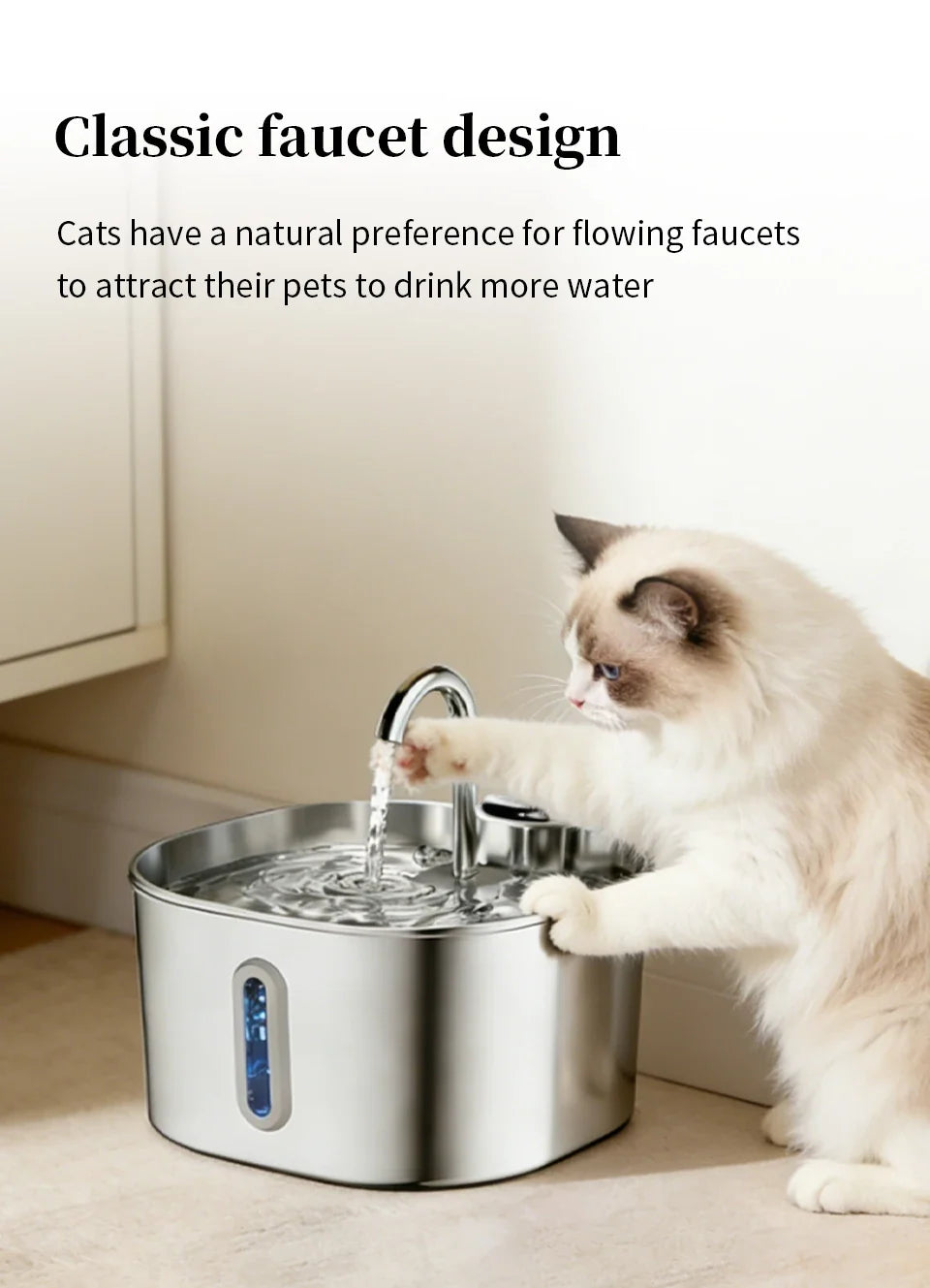 Large Capacity Cat Water Fountain Stainless Steel Automatic Pet Drinking Fountain for Indoor Cats Dogs Quiet Cat Water Dispener