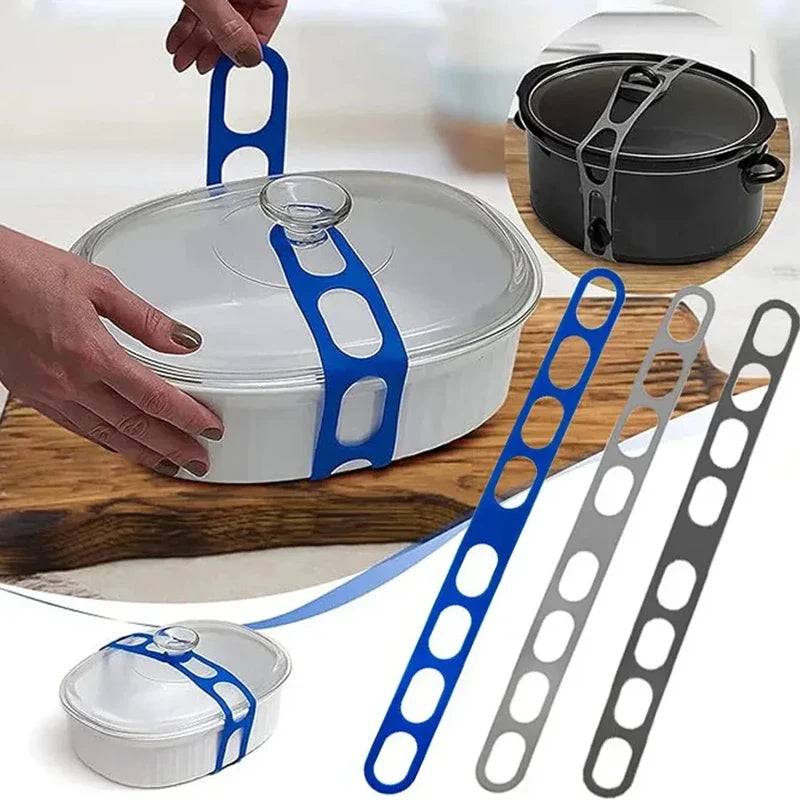 Reusable Lid Strap Silicone Elastic Band Universal Pot Lid Holder for Lunch Box Strap Elastic Band Outdoor Tableware Tool