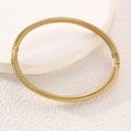ZAKOL Waterproof Stainless Steel Cuff Bracelet Bangles for Women Smooth Metal Openable Bracelets Jewelry Gift
