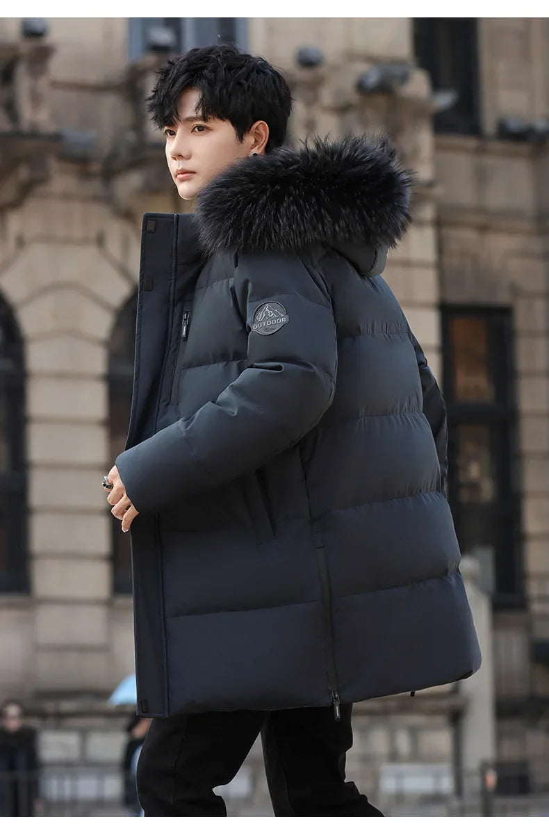 High Brand White Goose Down Jacket Coat Parka Men's Clothing Winter Padded Puffer Jackets Luxury Hooded Padding Outerwear HWY309