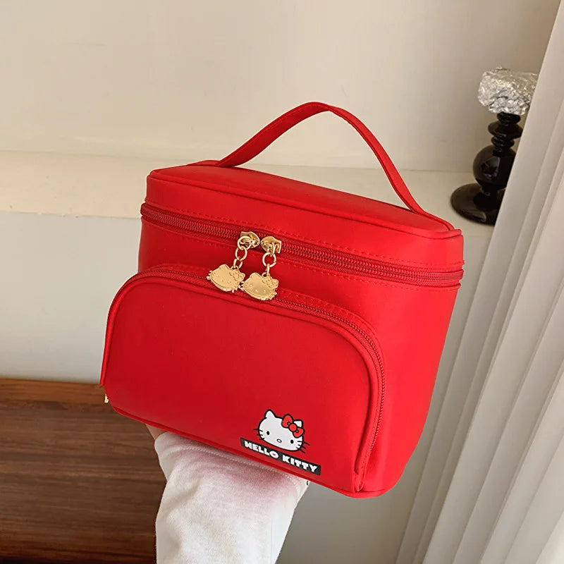 Sanrio Hello Kitty Handbag Cosmetic Bag Hot Selling Item New Product Kawaii Cartoon High-Capacity Outdoors Campus Adult Student