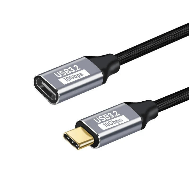 100W PD 5A Type USB C 3.1 Gen 2 Male to Female Extension Cord 90 Angle 10Gbps USB C Extender Data Cables Fast Charging Cable