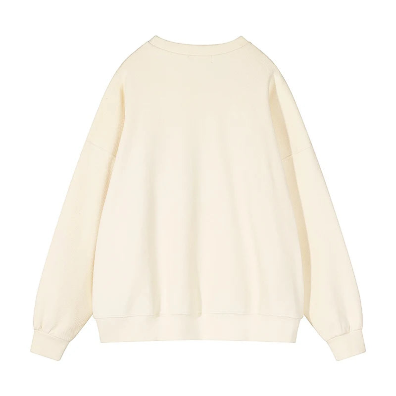 Hirsionsan Letter Print Women Sweatshirt 35% Cotton Soft Basic Loose Female Pullovers Korean Hoodies 2023 AutumnNew Y2k Fleece