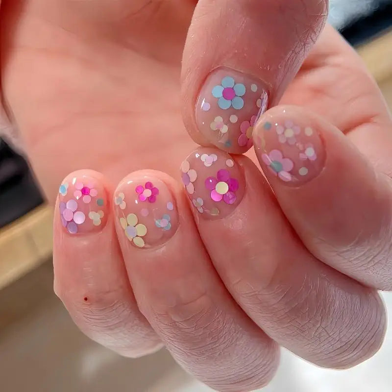 *12 Grids Mixed Mini Circular Colorful Nail Glitter Wave Point Sequin Sparkling Flower DIY Nail Decoration Nail Charms