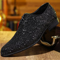 Luxury Men Dress Shoes Gold Silver Sequin Wedding Shoes High Quality Lace-Up  Oxford Shoes Fashion Designer Men Flats Large Size